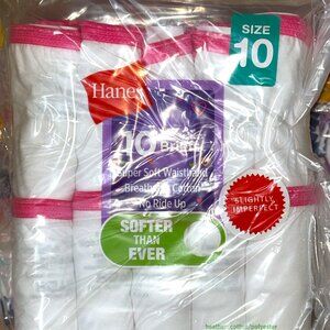 Hanes Girls’ Tagless Briefs – LOT 52 - 240 pcs – 24 packs (10 ea) – Sz 10 - NEW